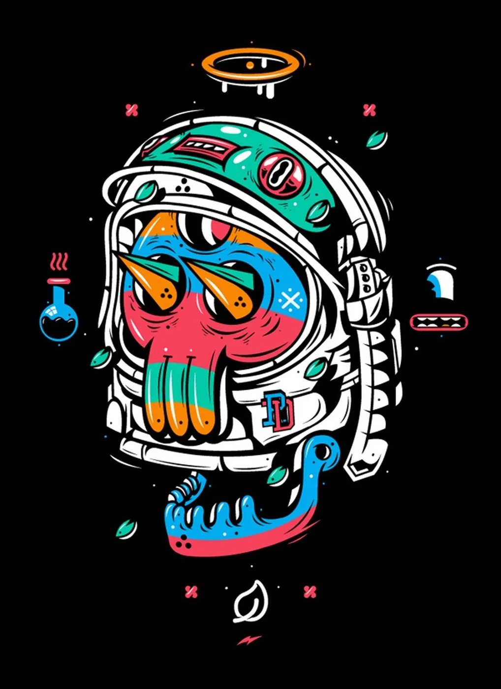 Astronot Helmet Colorful hazır baskılı ürün