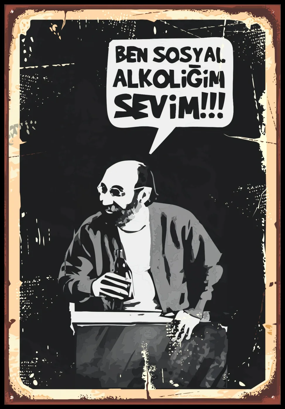 Retro Tablo Tekli 001 hazır baskılı ürün