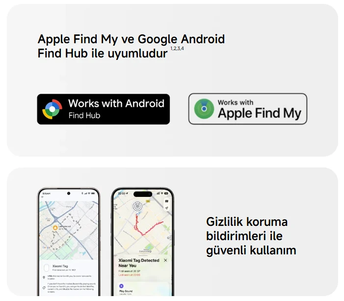 Apple Find My ve Google Android Find Hub uyumluluğu